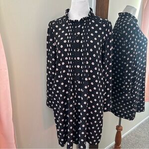 Kate Spade New York Silk Ditzy Floral Tunic Shirt Dress Black Size Medium M